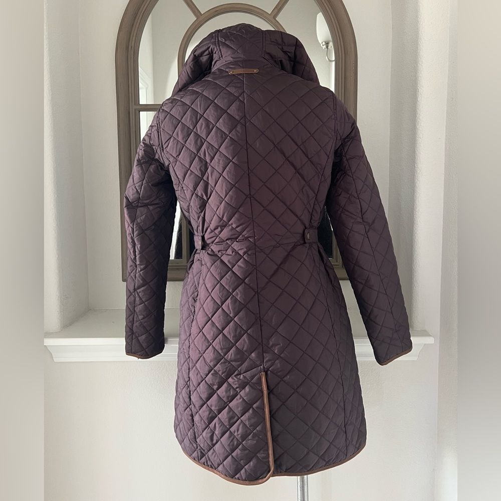 Lauren Ralph Lauren Faux-Leather-Trim Hooded Quilted Coat, Size S New w/Tag - Picture 6 of 16